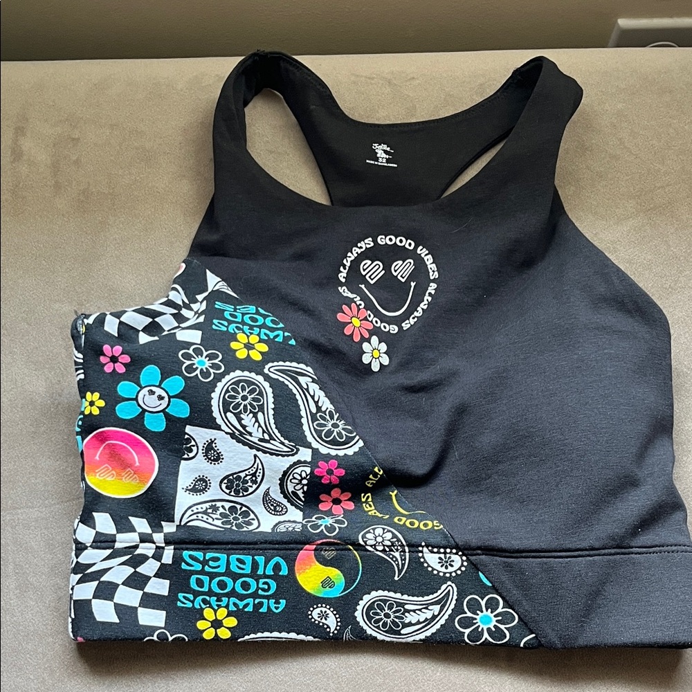 Justice Black Tank Top Good Vibes